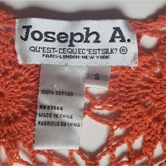 Joseph A Orange LS Crochet Top - S - Picture 11 of 14